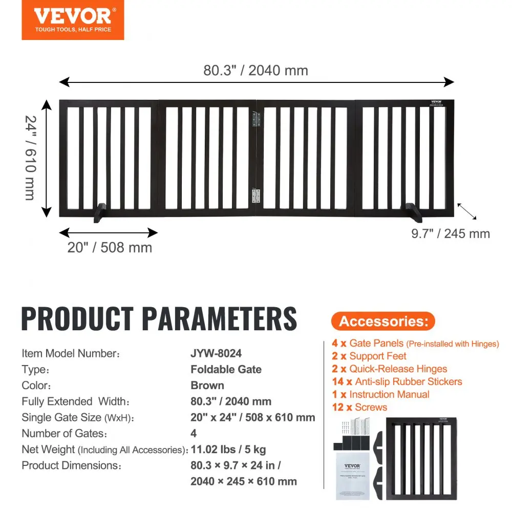 Vabaltseisev Koeravärav (61 cm x 204 cm, 4 Paneeli, Kokkupandav) – toote pilt 6