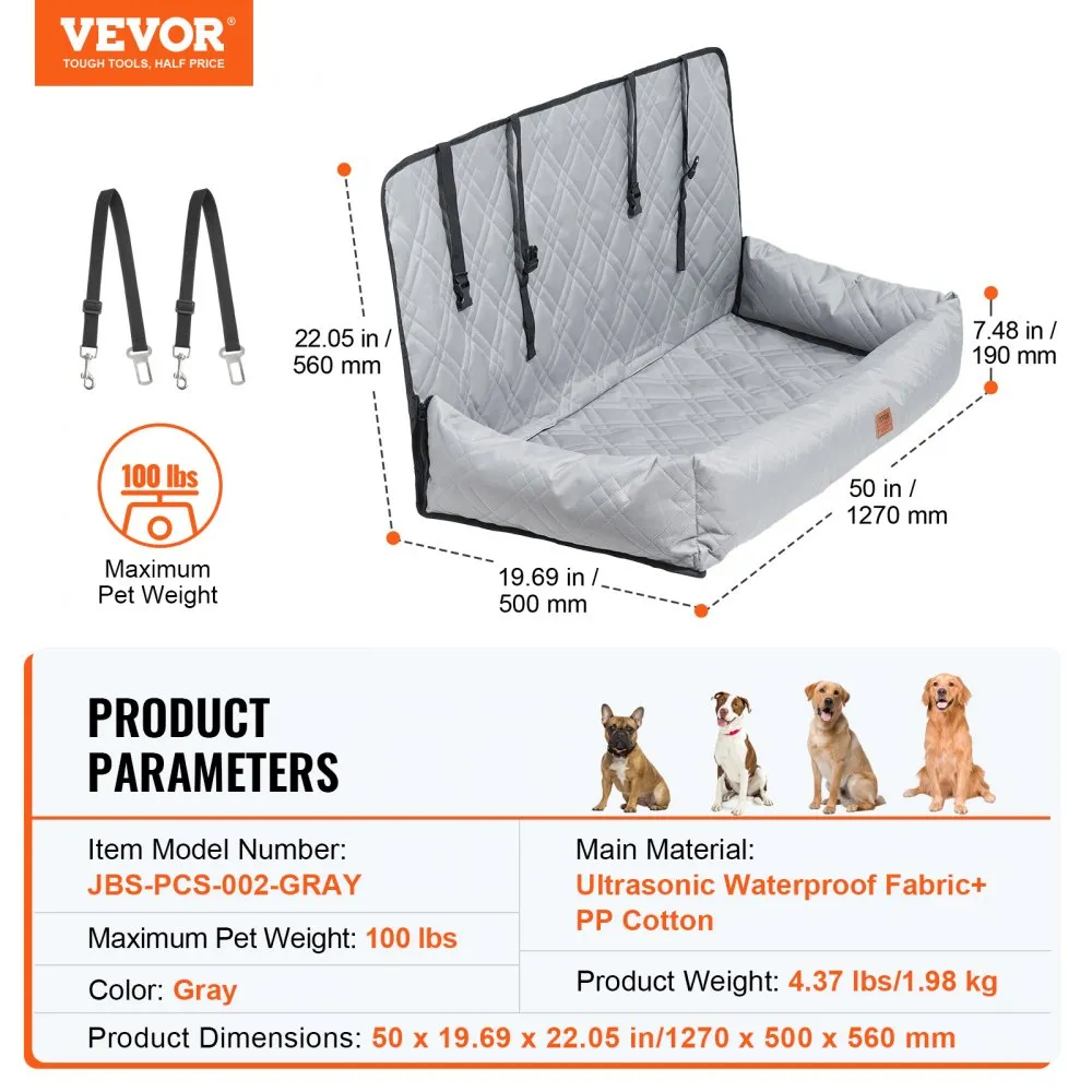Veekindel koera autoiste (kuni 45 kg, hall, turvarihmaga) – toote pilt 6