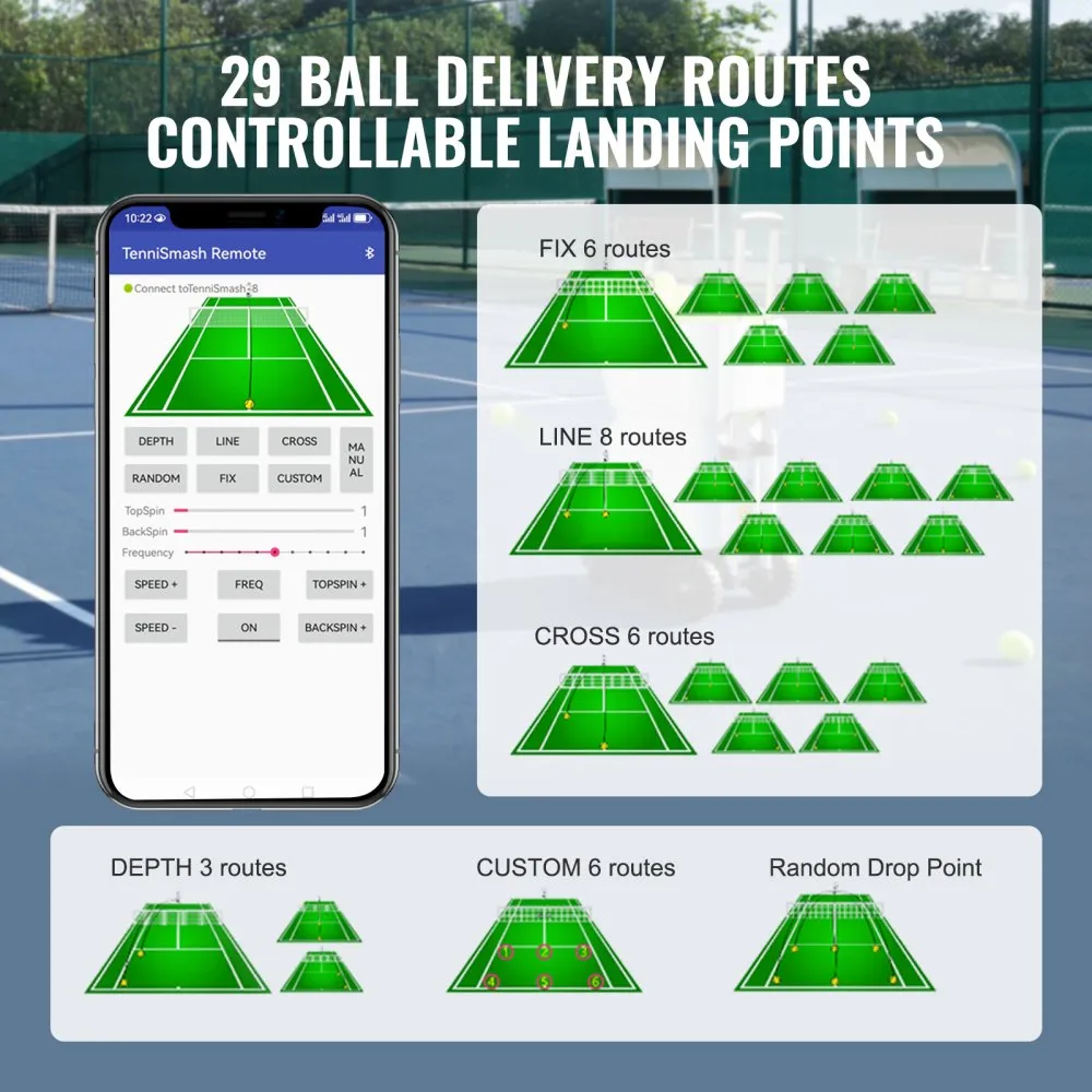 Automaatne Tennisepalli Masin (150 Palli, 125 km/h, 21,8 kg) – toote pilt 2