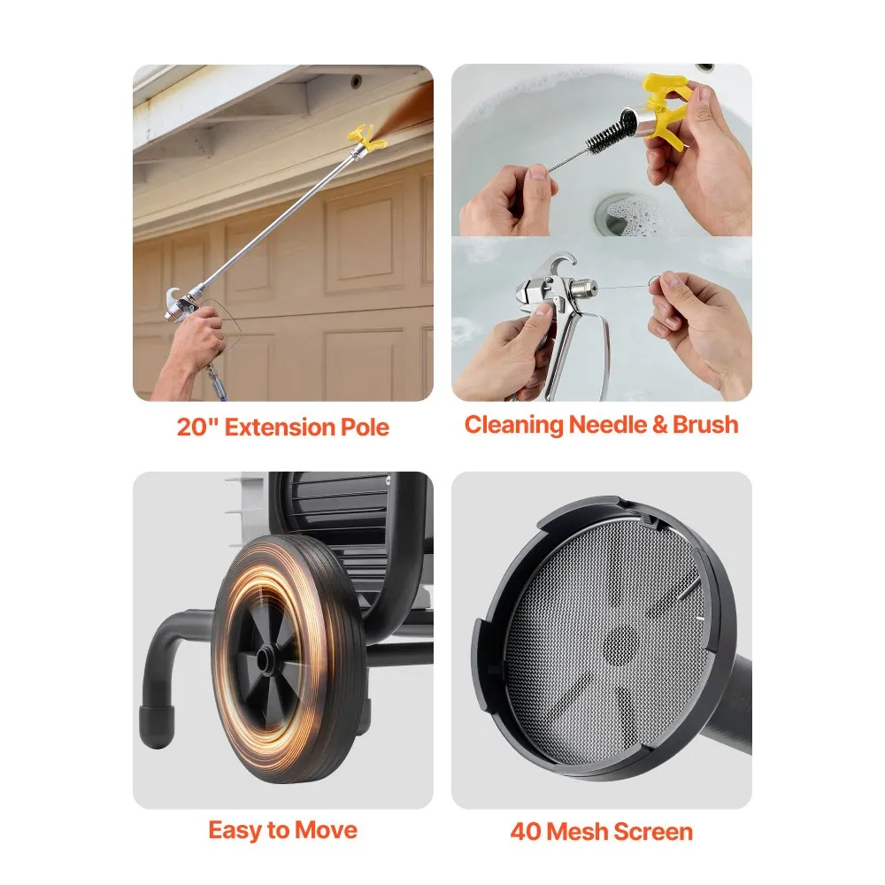 Diafragmaatiline Õhuvaba Värviprits (1100 W, 1500 Bar, 50 Cm Pikendusvars) – toote pilt 4