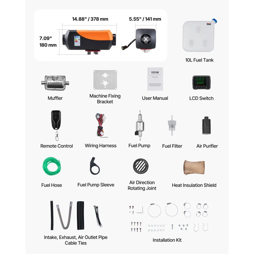 Diiselõhukütteseade (5–8 kW, 12–24V, 10 L paak) – toote pilt 6