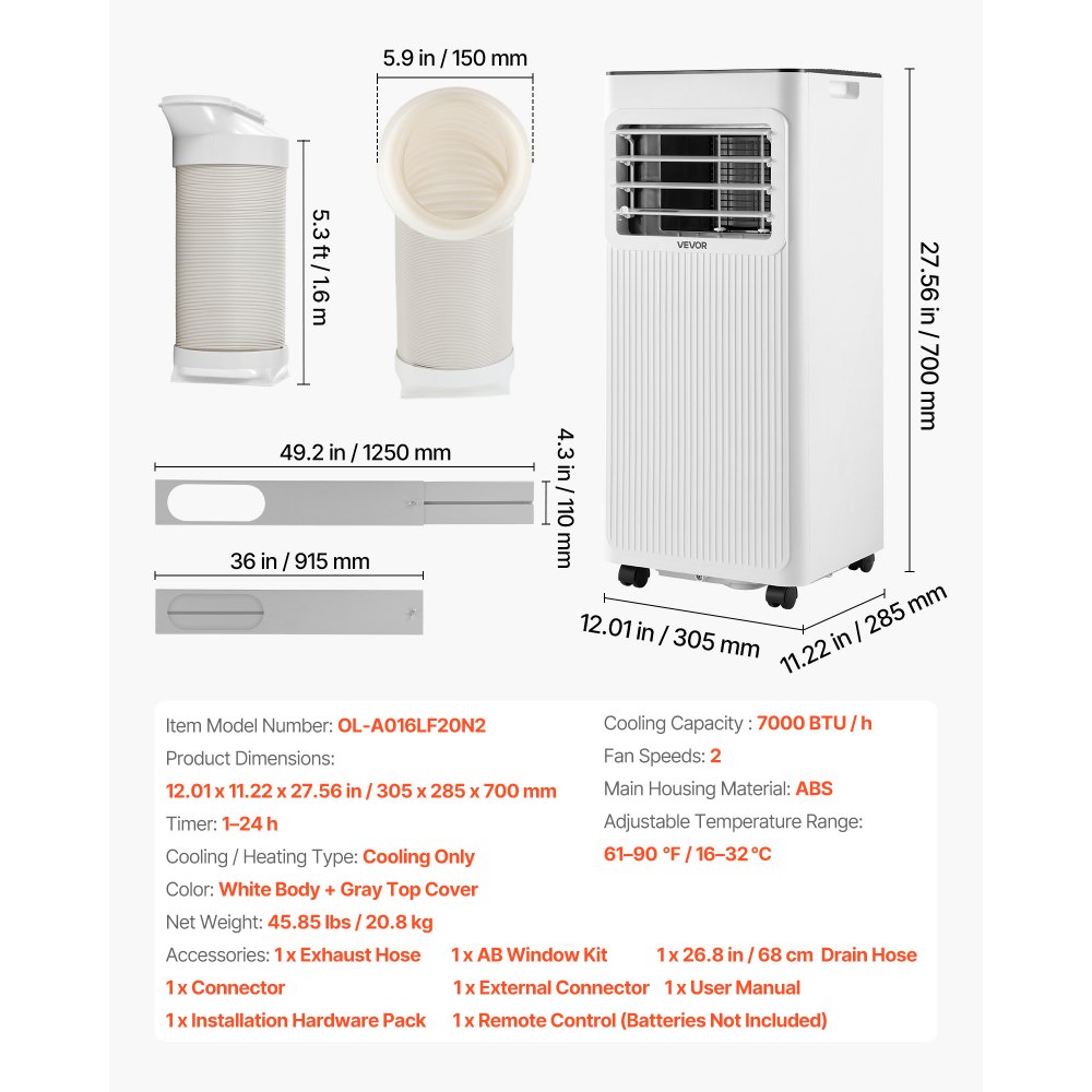 Kaasaskantav õhukonditsioneer (2051 W, 2 kW, 3-ühes-1) – toote pilt 6
