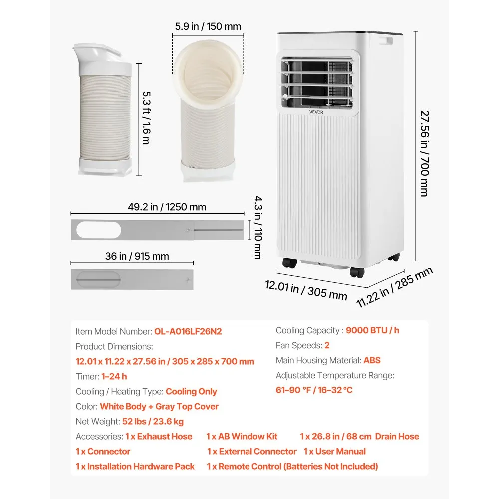 Kaasaskantav õhukonditsioneer (2637 W, 2,6 kW, 3-ühes-1) – toote pilt 6