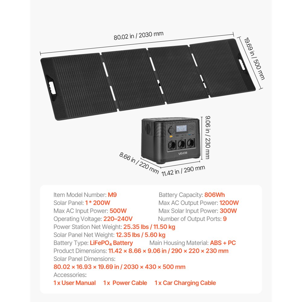 Kaasaskantav Päikeseenergiajaam (1200 W, 806 Wh, 200 W Paneel) – toote pilt 6