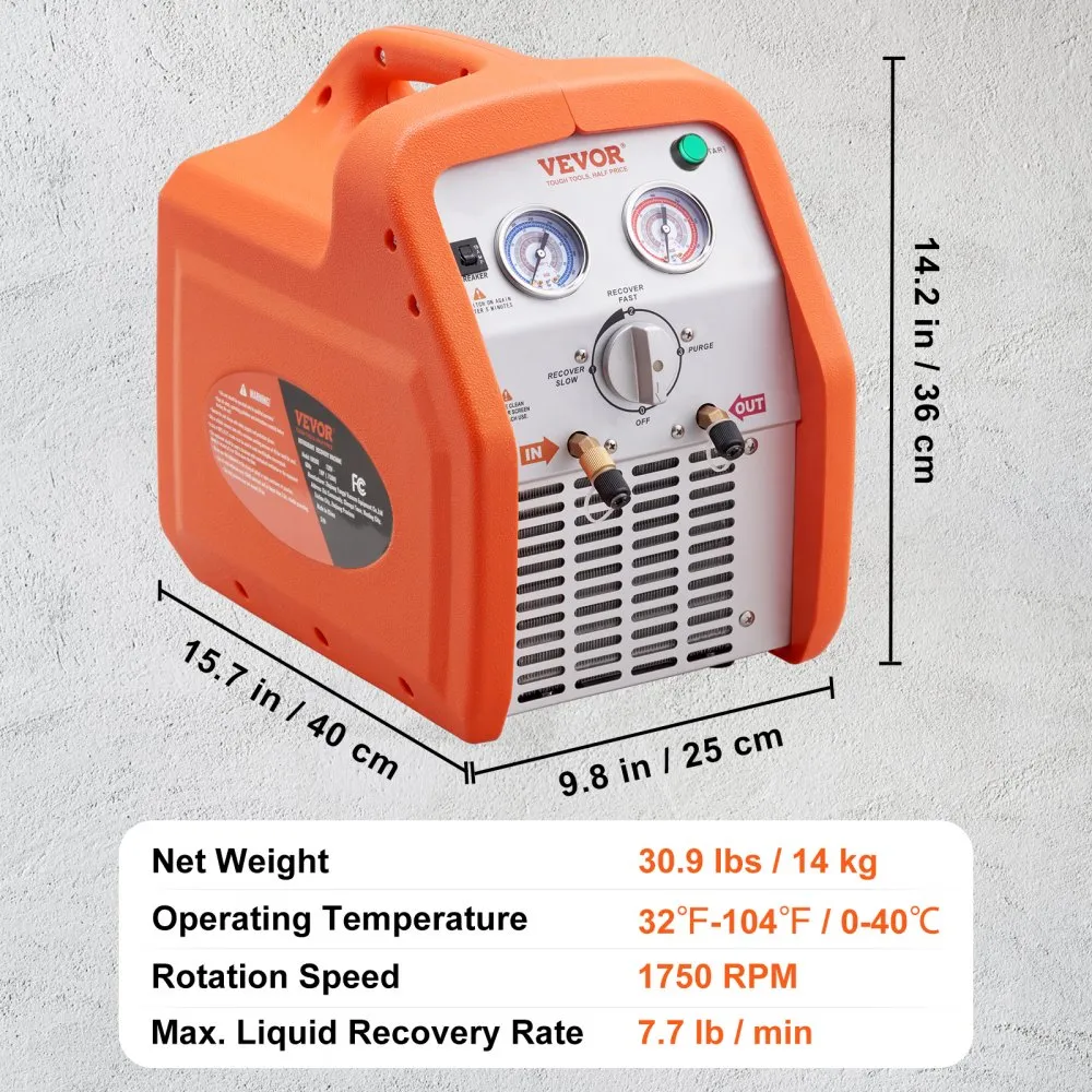 Külmaaine Taaskasutusmasin (0,75 kW, 220-240V, Kõrge Rõhu Kaitse) – toote pilt 6