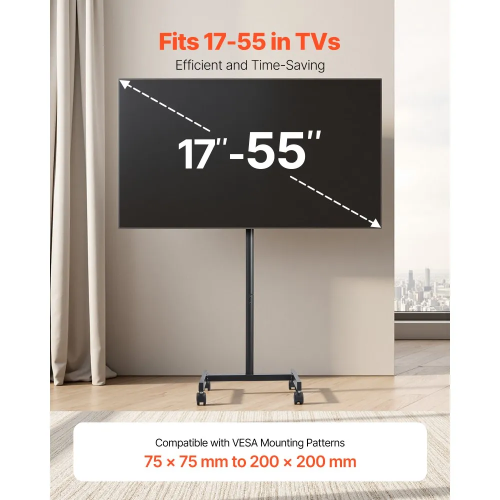 Liikuv Televiisorialus Ratastel (43-140 Cm, 200 x 200 Mm, 20 Kg) – toote pilt 1