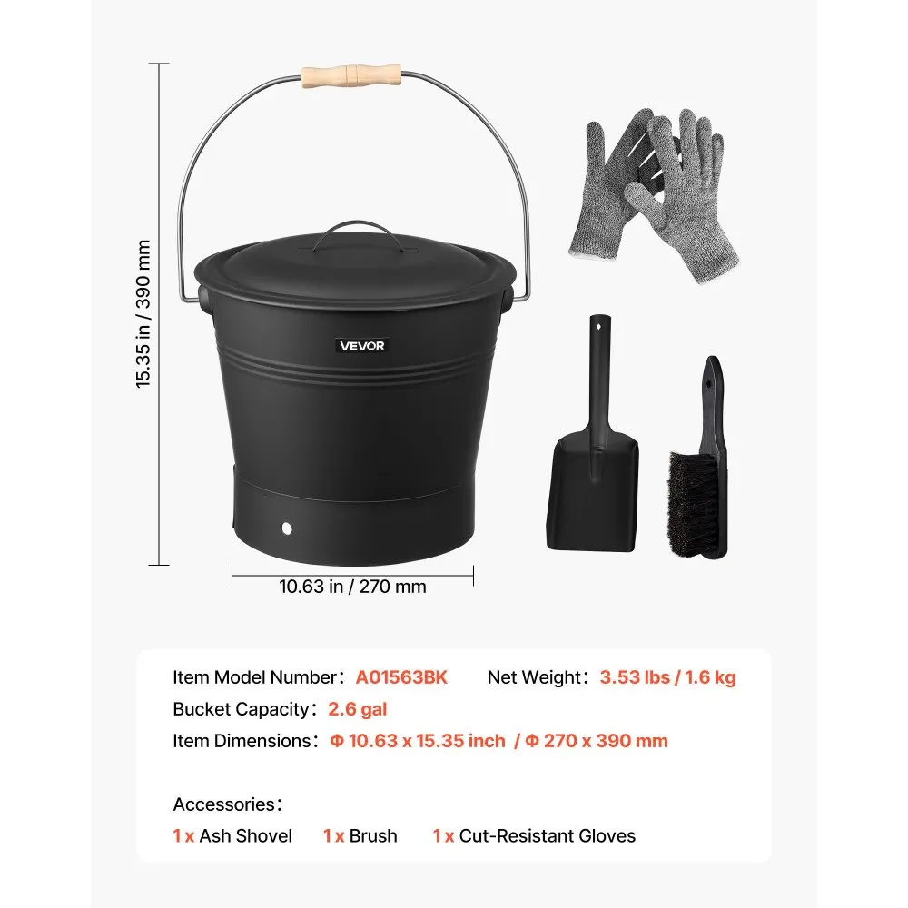 Metallist tuhakopp (9,8 L, 4-osaline, süsinikteras) – toote pilt 6