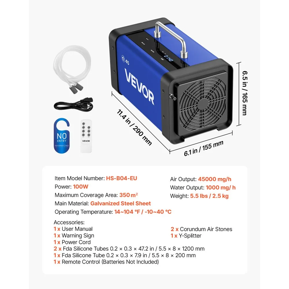 Osoonigeneraator (45 000 Mg/h, 350 M², LCD Ekraan) – toote pilt 6