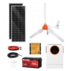 päikese tuuleenergia komplekt 600W – Päikese- ja Tuuleenergia Komplekt (12V, 600W, 1000W Hübriid Inverter)