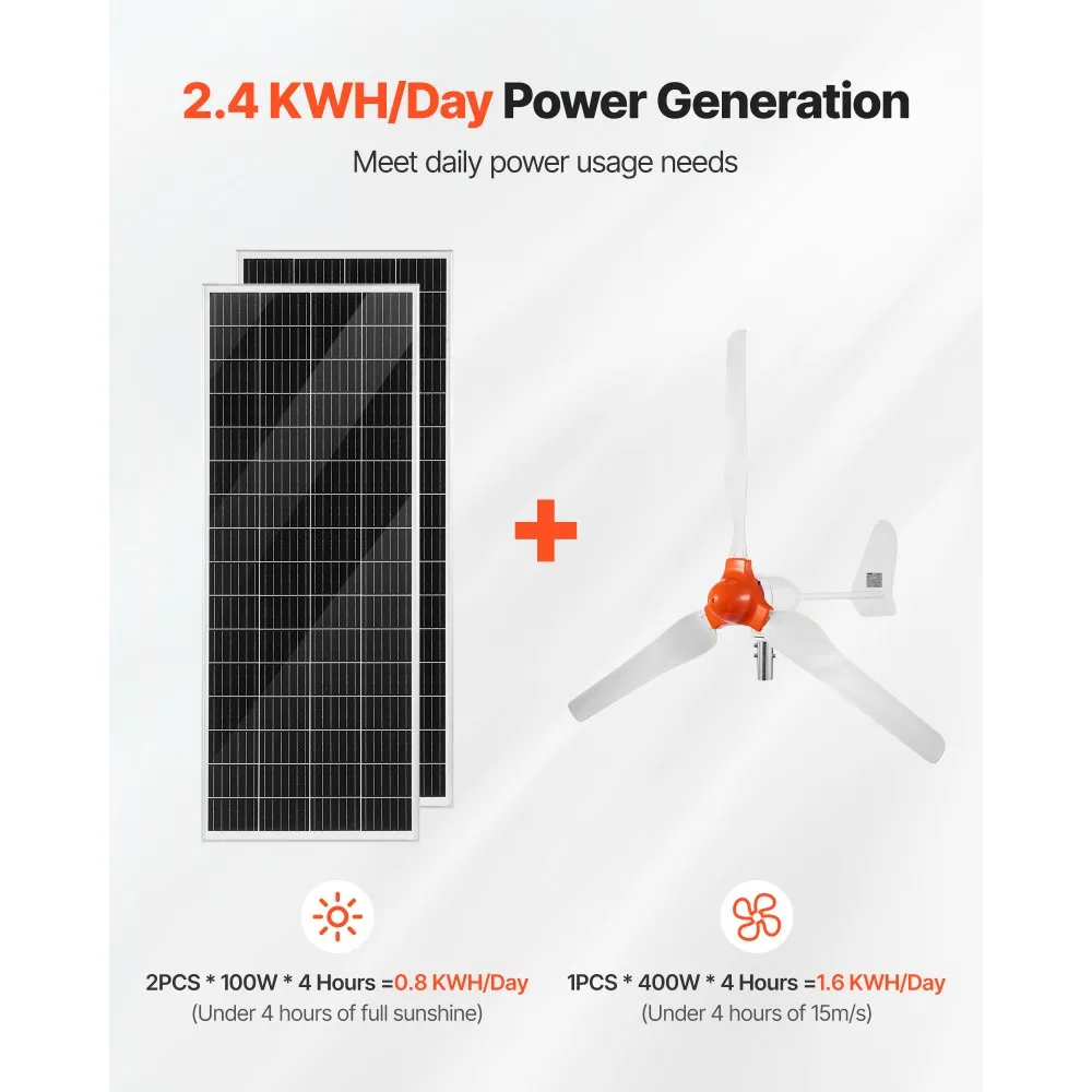 Päikese- ja Tuuleenergia Komplekt (12V, 600W, 1000W Hübriid Inverter) – toote pilt 1