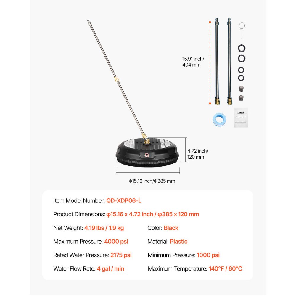 Survepesuri Pinnapuhastaja (38 Cm, 4 Ratast, 275,6 Bar, 2 Pihustusotsikut) – toote pilt 6