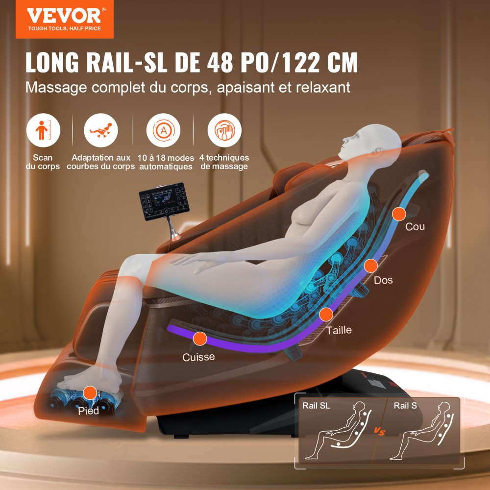 Täiskeha Massaažitool, SL-Raam, 3D Shiatsu, Bluetooth Kõlar, Õhkpadjad Koduks – toote pilt 1