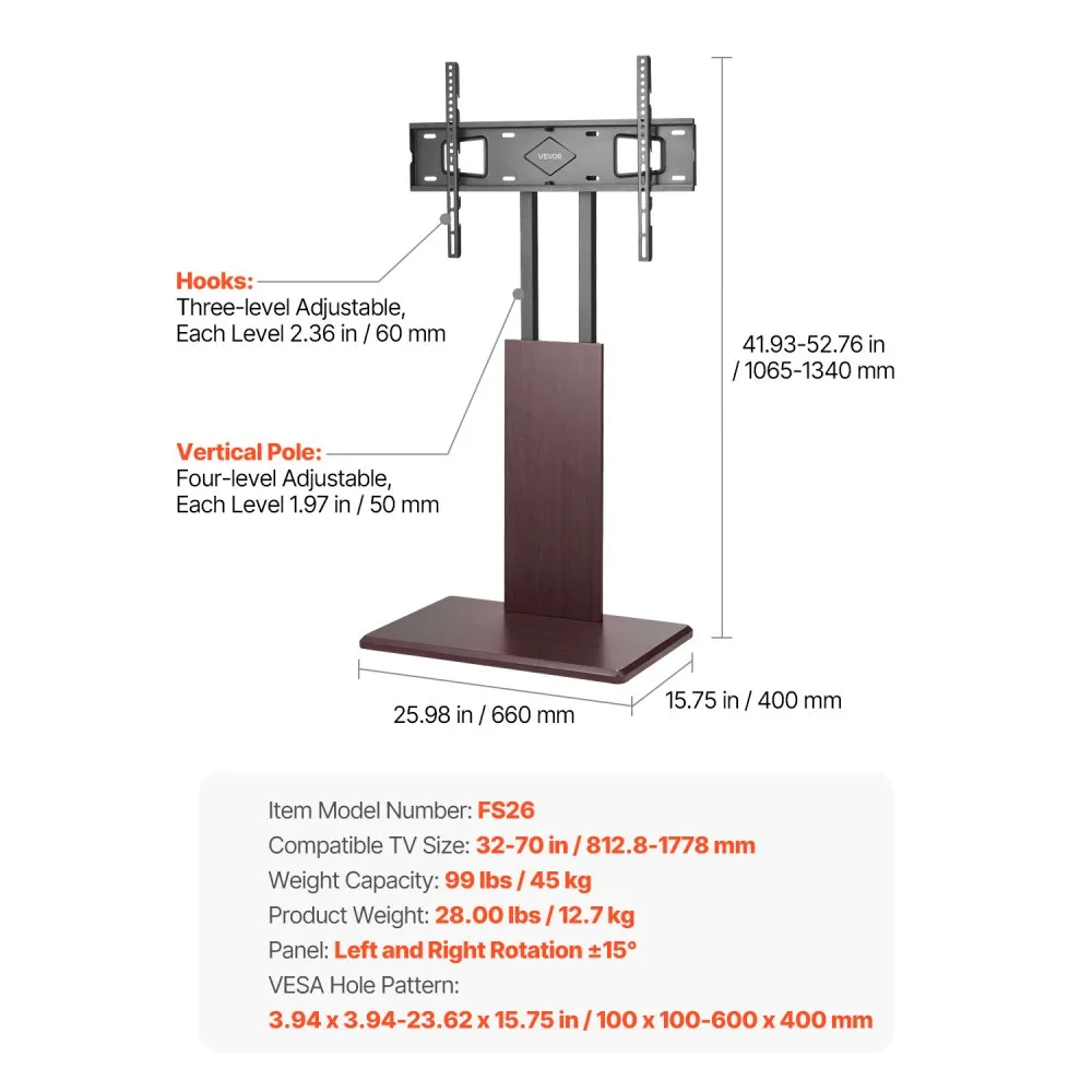 Universaalne Televiisorialus (81-178 Cm, 600 x 400 Mm, 45 Kg) – toote pilt 6