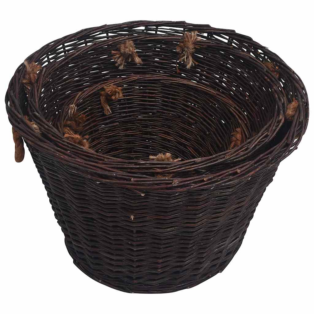 3-osaline küttepuu korvide komplekt, tumepruun, paju – toote pilt 4