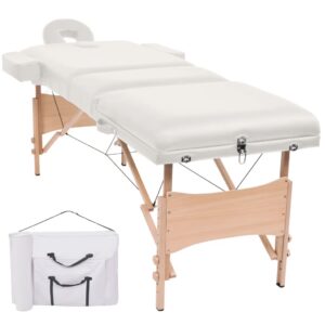 3-tsooniline massaažilaud valge reguleeritav – 3-Tsooniline Massaažilaud (Valge, 10 cm Paks, 65-87 cm Kõrgus)