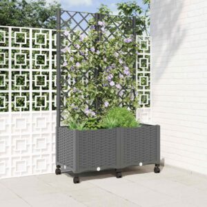 Aia istutuskast trellise ja ratastega Helehall 80 x 40 x 146 cm