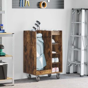golfikapp ratastega suitsetatud tamm – Golfikapp Ratastega Üksvärviline Suitsetatud Tamm 65 x 45 x 98 Cm