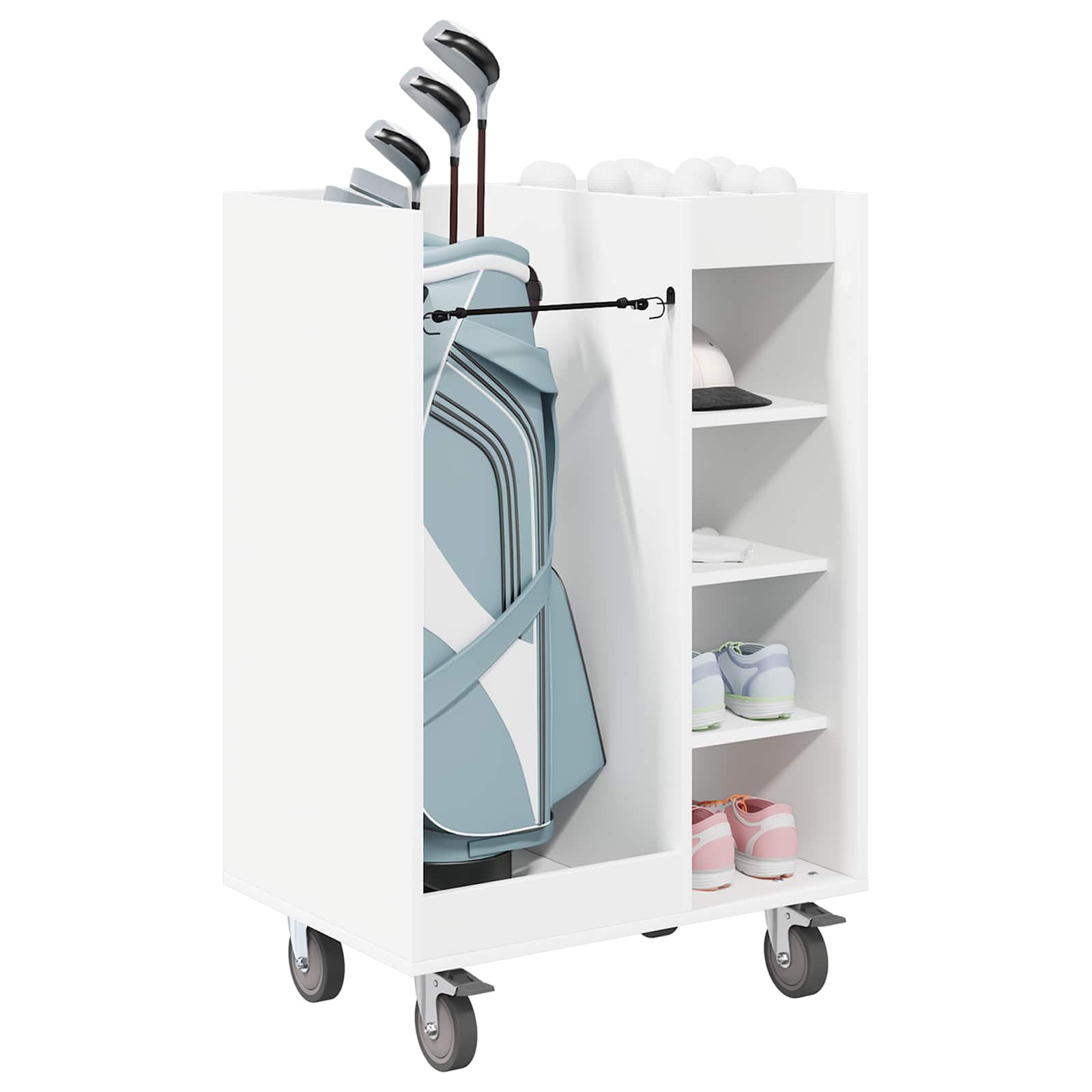 Golfikapp Ratastega Üksvärviline Valge 65 x 45 x 98 cm – toote pilt 2