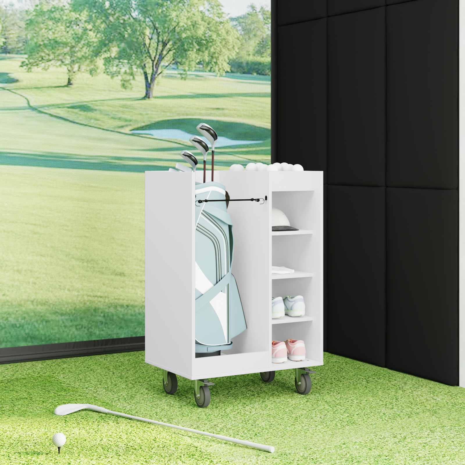 Golfikapp Ratastega Üksvärviline Valge 65 x 45 x 98 cm – toote pilt 3
