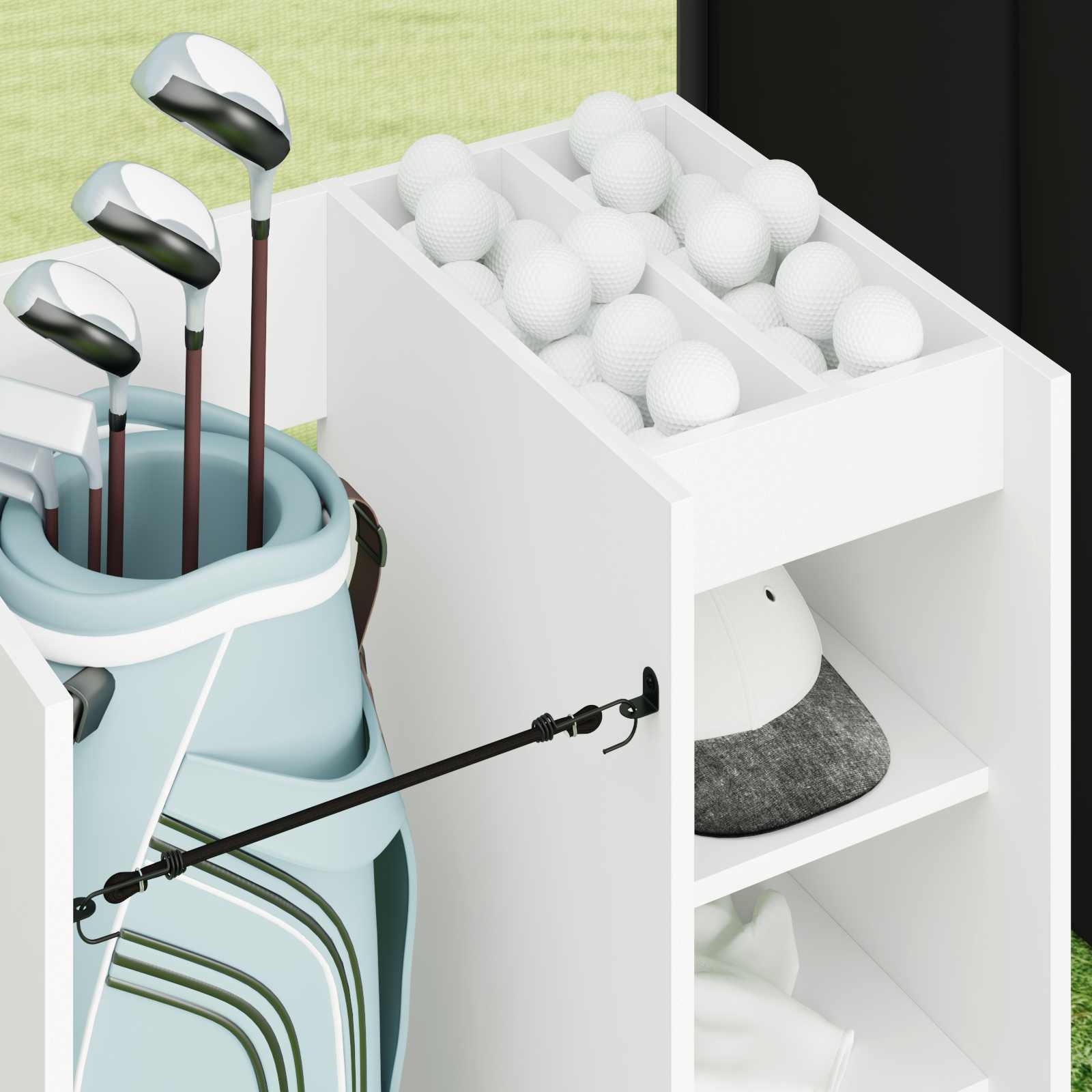 Golfikapp Ratastega Üksvärviline Valge 65 x 45 x 98 cm – toote pilt 4