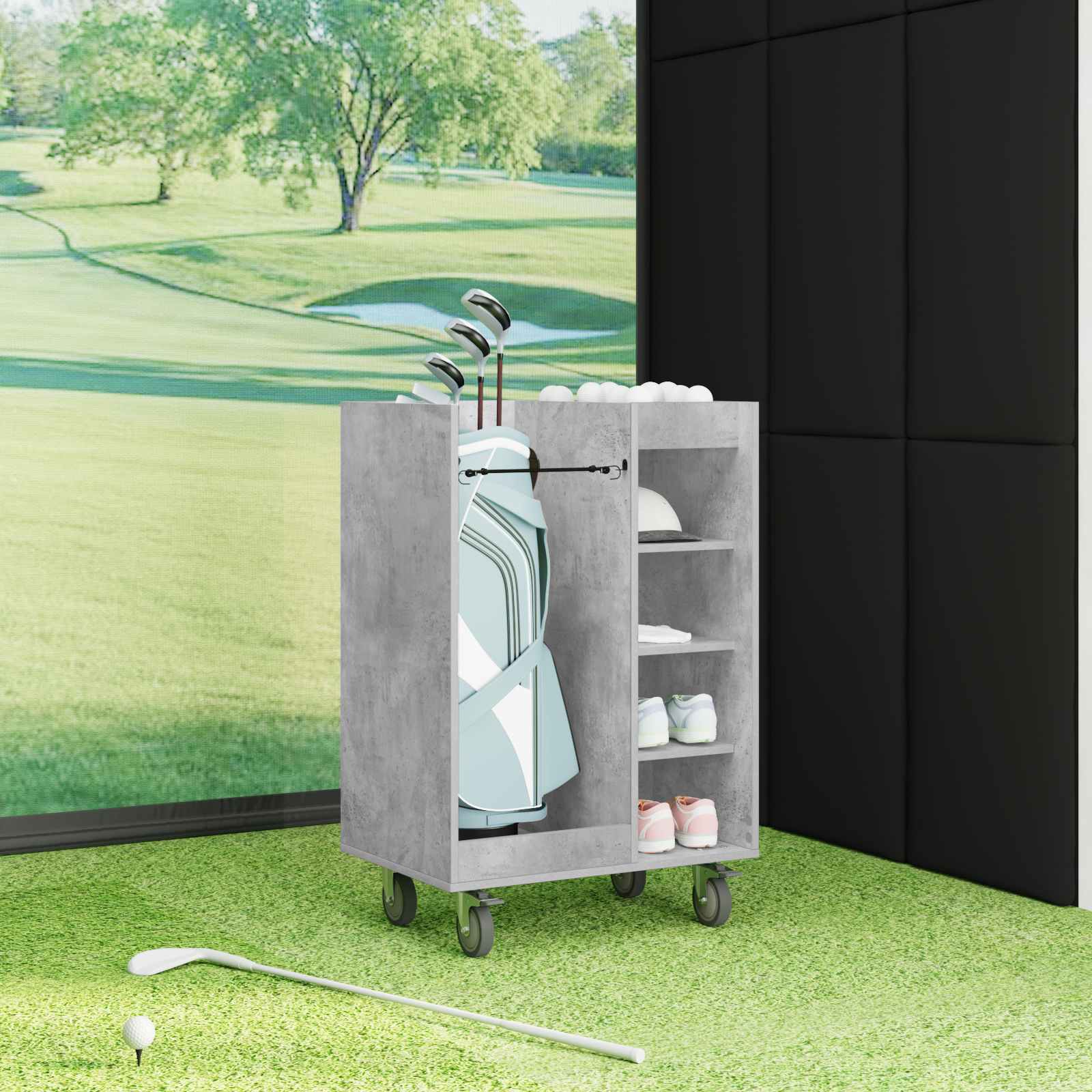 Golfikapp Rattaga Üksvärviline Betoonhall 65 x 45 x 98 Cm – toote pilt 3