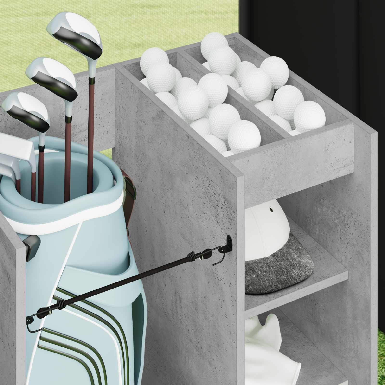 Golfikapp Rattaga Üksvärviline Betoonhall 65 x 45 x 98 Cm – toote pilt 4