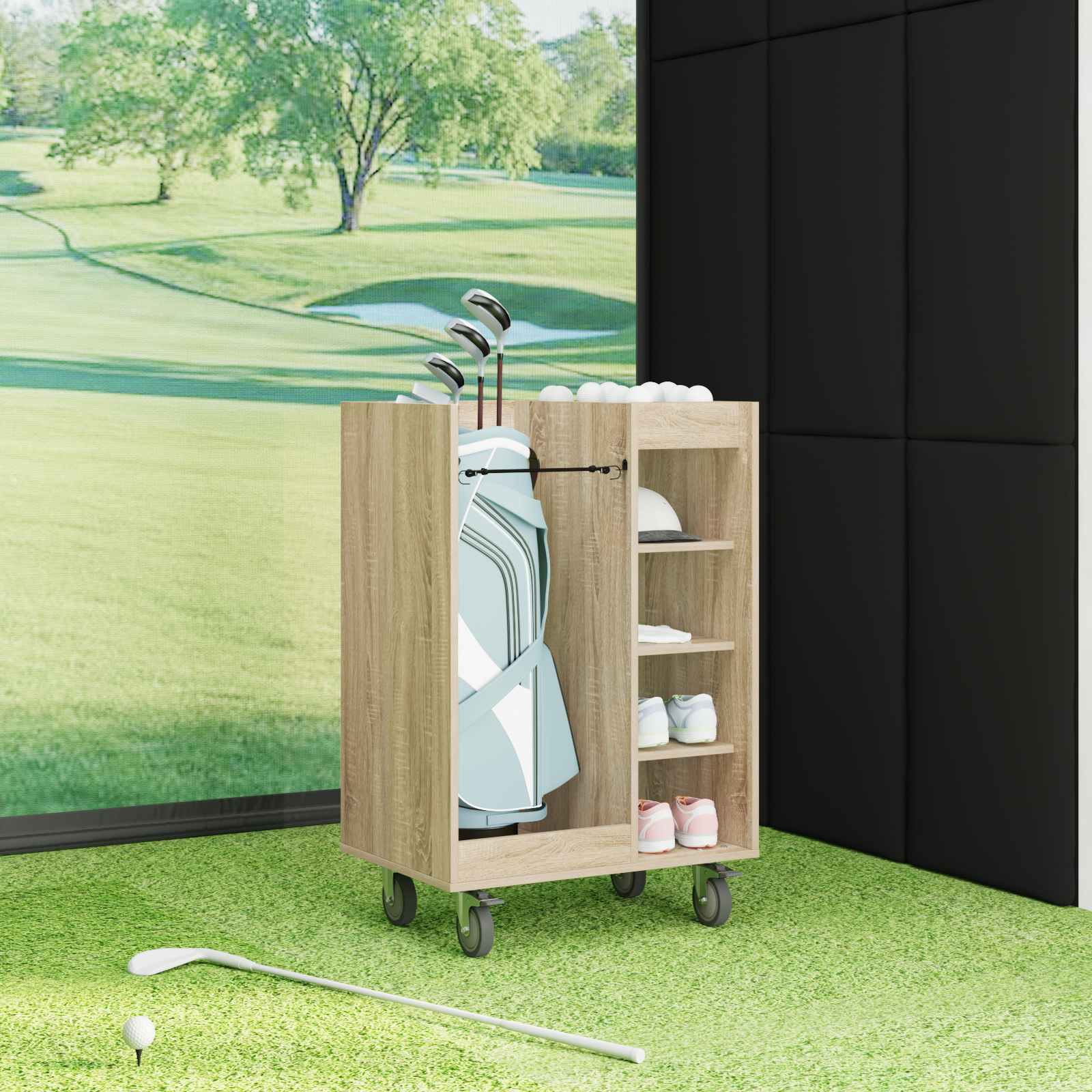 Golfikapp Rattaga Üksvärviline Sonoma Tamm 65 X 45 X 98 Cm – toote pilt 3