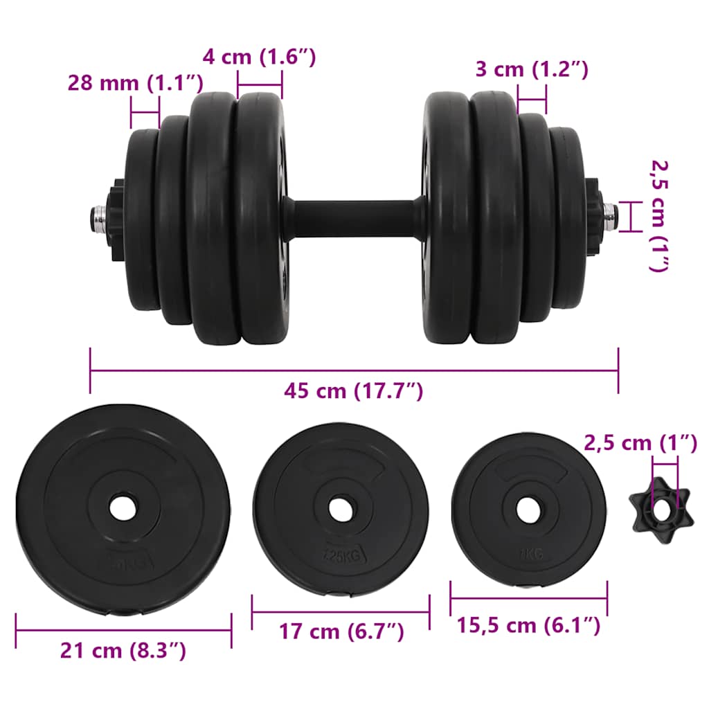 Hantlikomplekt (15 kg, 45 cm Varras, 25 mm Läbimõõt) – toote pilt 4