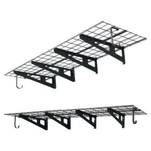 kahekihiline seinariiul garaažile – Kahekihiline seinariiul garaažile (30,5×91,4 cm, 454 kg kandevõime, must)