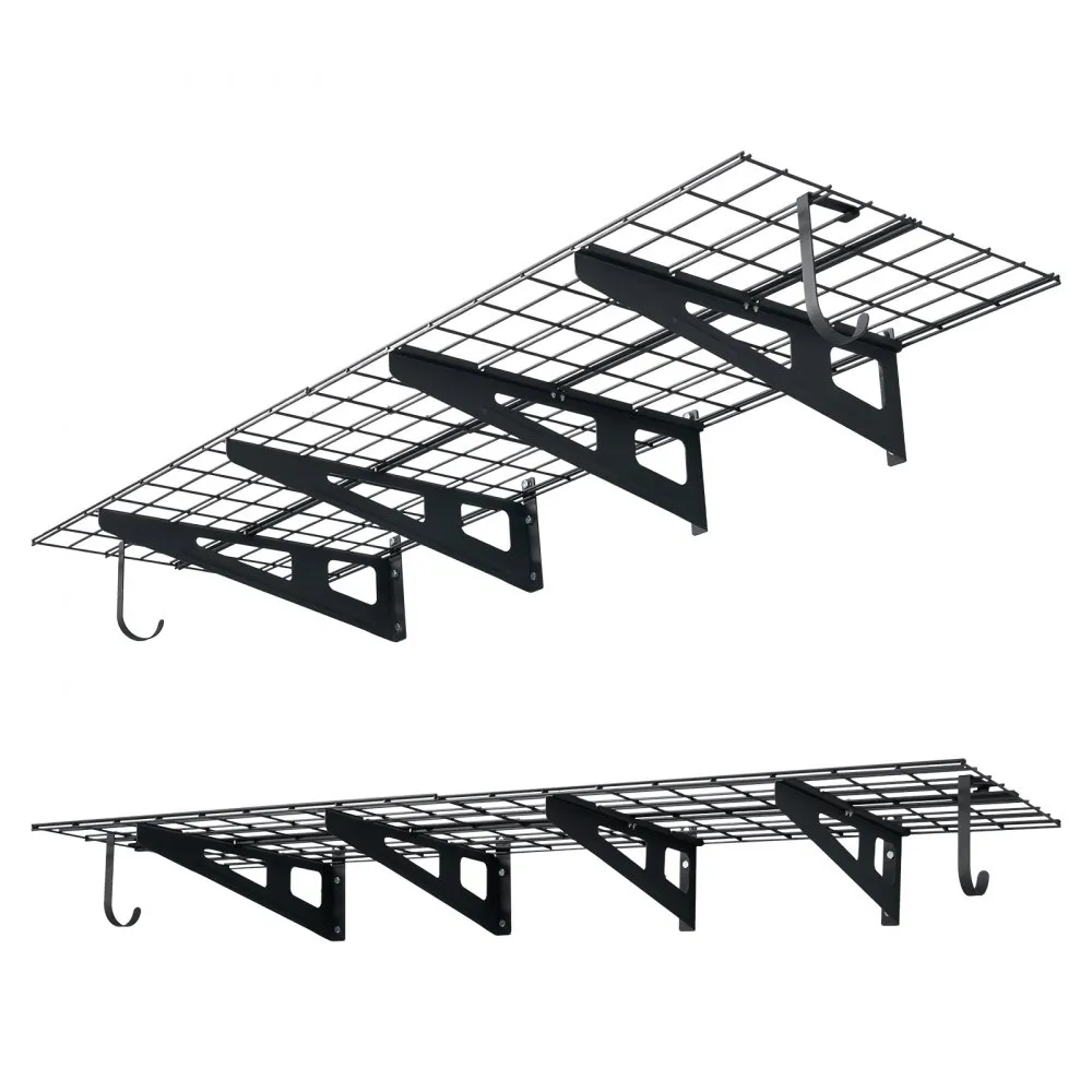 kahekihiline seinariiul garaažile – Kahekihiline seinariiul garaažile (30,5×91,4 cm, 454 kg kandevõime, must)