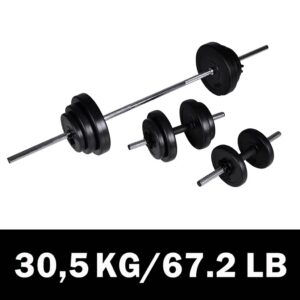 kangi ja hantlite komplekt 30,5 kg – Kangi Ja Hantlite Komplekt (30,5 Kg, 140 Cm Kang, Polüetüleenketas)