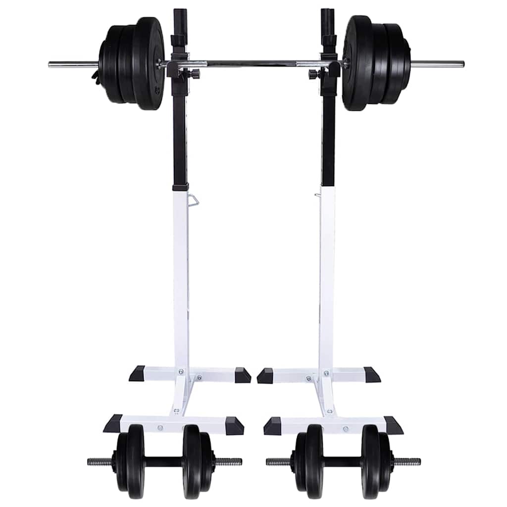 kangi- ja kükiraam koos hantlitega – Kangi- Ja Kükiraam Koos Kangide Ja Hantlitega (60,5 Kg, 107-165 Cm, Teras)