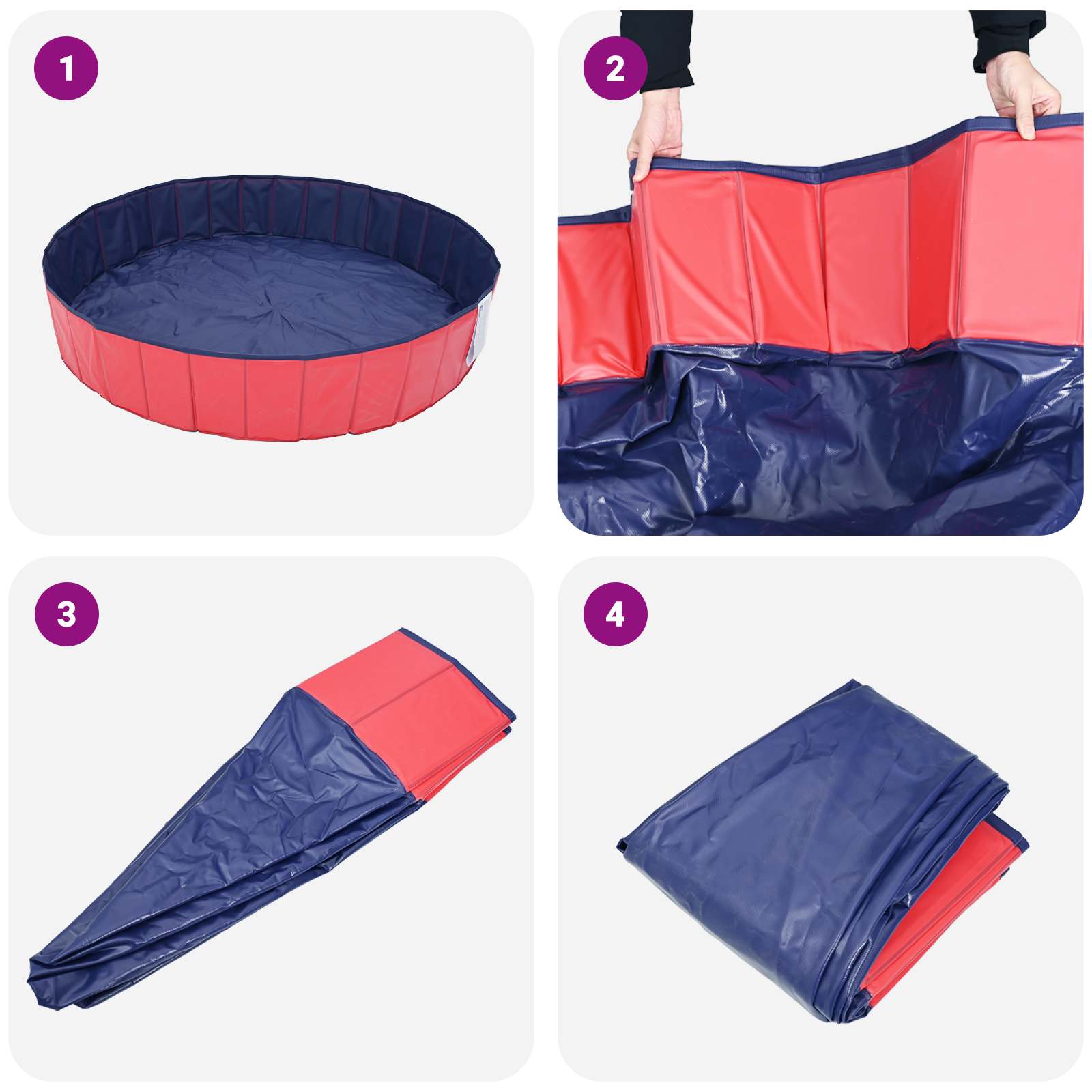 Koera bassein Ø200 x 30 cm Paks PVC Punane – toote pilt 4