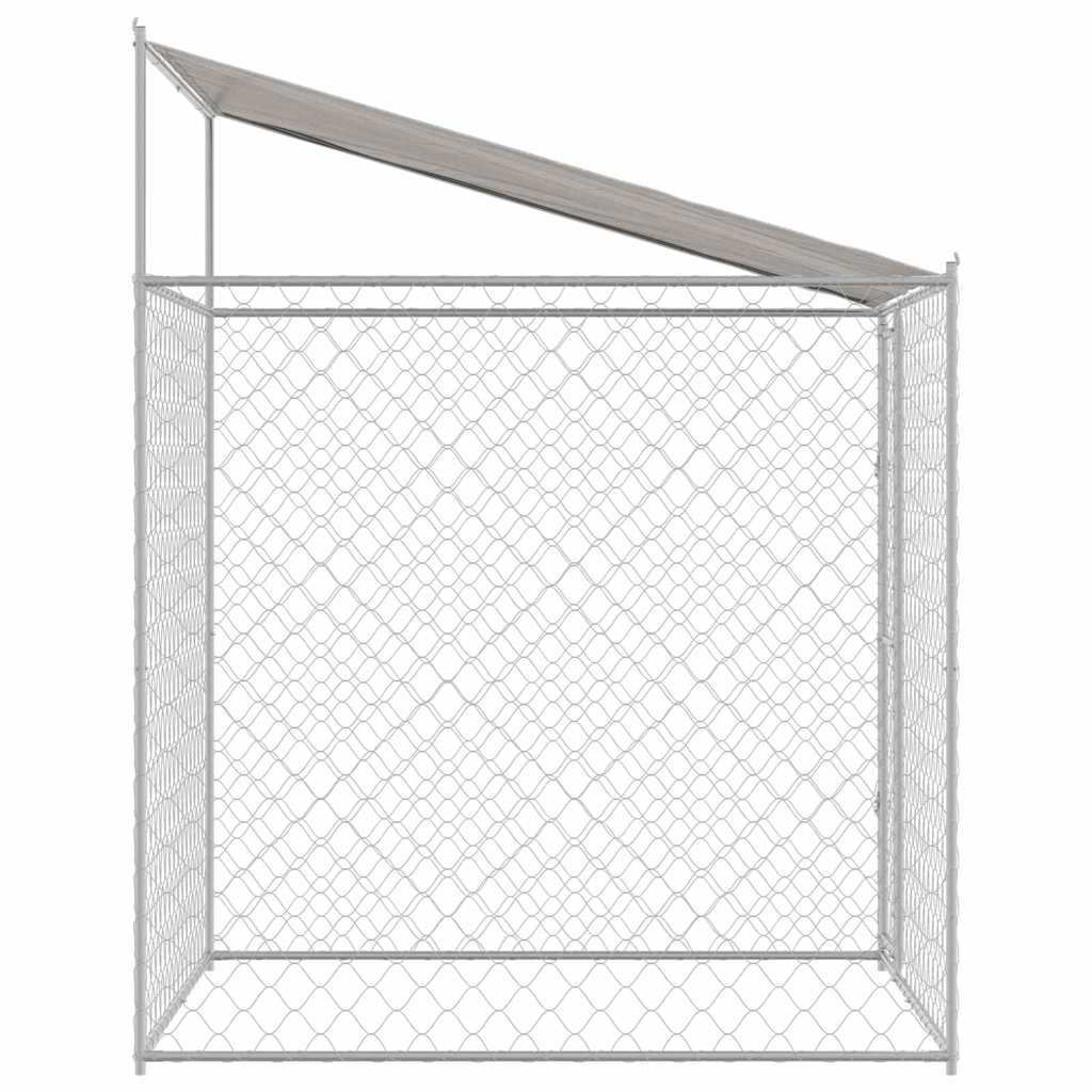 Koerte puuri katusega Hõbedane 200 x 200 x 258 cm Terase ja PE – toote pilt 4