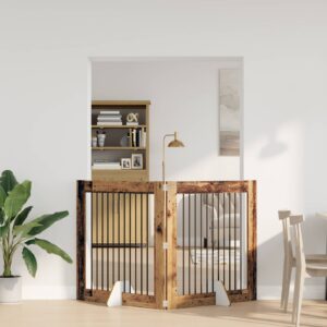 Kokkupandav koerte värav statiividega 2 tk Vana puit 200,5 cm
