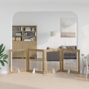 Kokkupandav koerte värav statiividega 4 tk Artisan tamm 401 cm