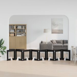 Kokkupandav koerte värav statiividega 8 tk Must tamm 60 cm