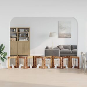 Kokkupandav koerte värav statiividega 8 tk Vana puit 60 cm