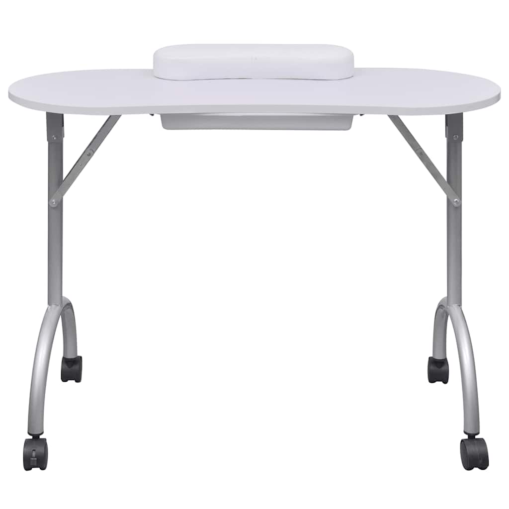 Kokkupandav Maniküürilaud Ratastel (Valge, 90x37x68 Cm, 30 Kg Kandevõime) – toote pilt 1