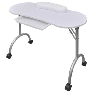kokkupandav maniküürilaud ratastel – Kokkupandav Maniküürilaud Ratastel (Valge, 90x37x68 Cm, 30 Kg Kandevõime)