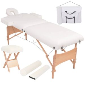 kokkupandav massaažilaud ja tool – Kokkupandav Massaažilaud Ja -Tool (2-Tsooniline, Valge, 218 x 90 cm)