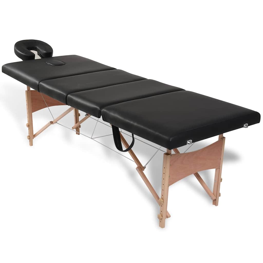 Kokkupandav Massaažilaud Puidust Raamiga (4 Tsooni, 59-81 Cm, Must) – toote pilt 1