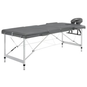 kolmeosaline massaažilaud alumiiniumraamiga – Kolmeosaline Massaažilaud Alumiiniumraamiga, Antratsiithall, 186 x 68 Cm