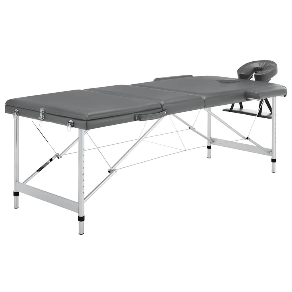 kolmeosaline massaažilaud alumiiniumraamiga – Kolmeosaline Massaažilaud Alumiiniumraamiga, Antratsiithall, 186 x 68 Cm