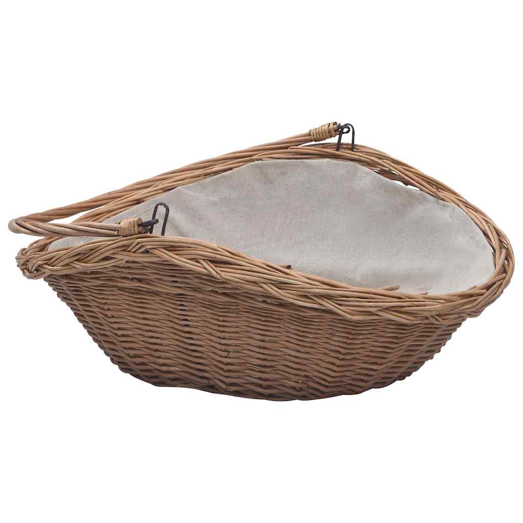 küttepuude korv käepidemega 57x46,5x52 cm pruun pajupuit – toote pilt 3