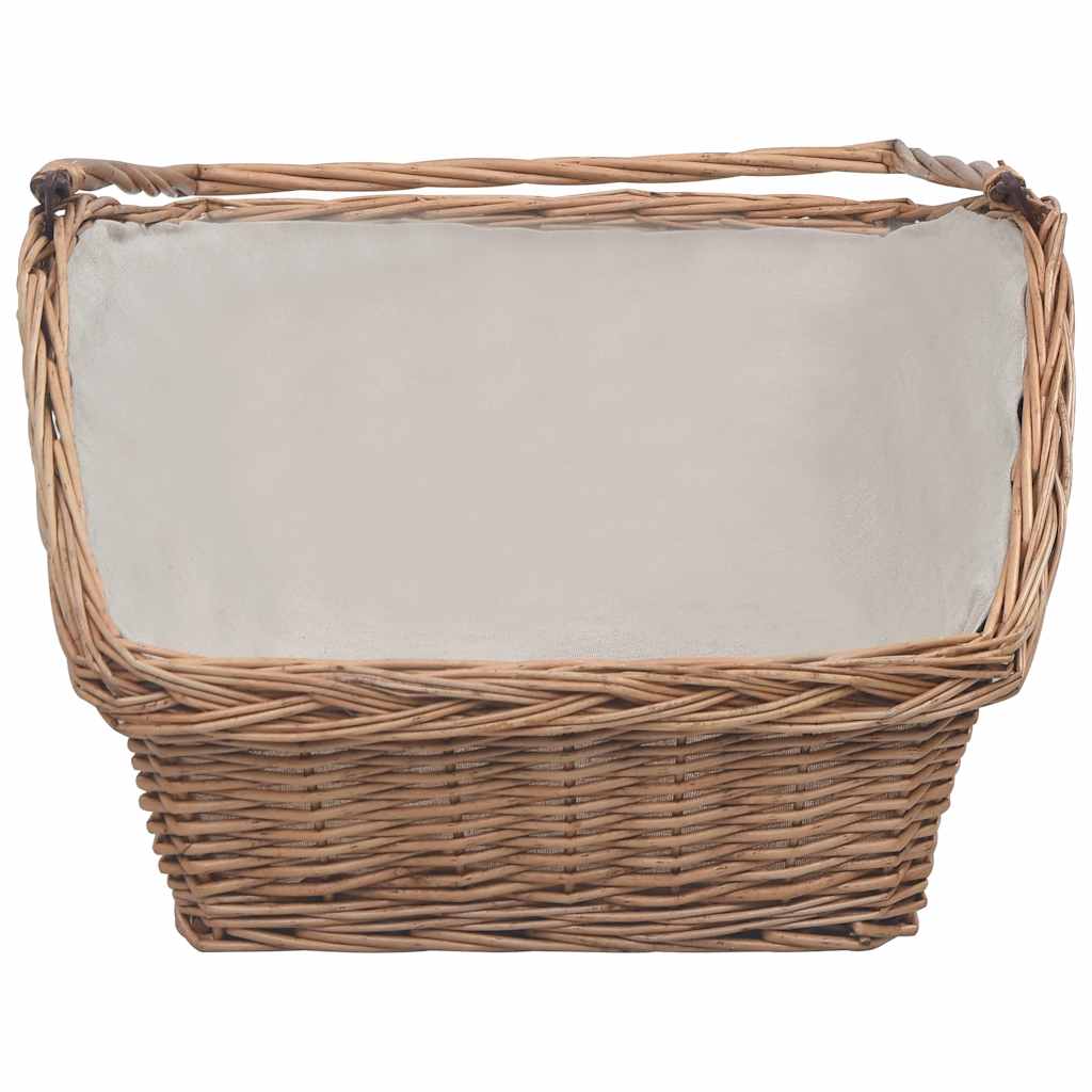 küttepuude korv käepidemega 61,5 x 46,5 x 58 cm pruun pajupuit – toote pilt 2