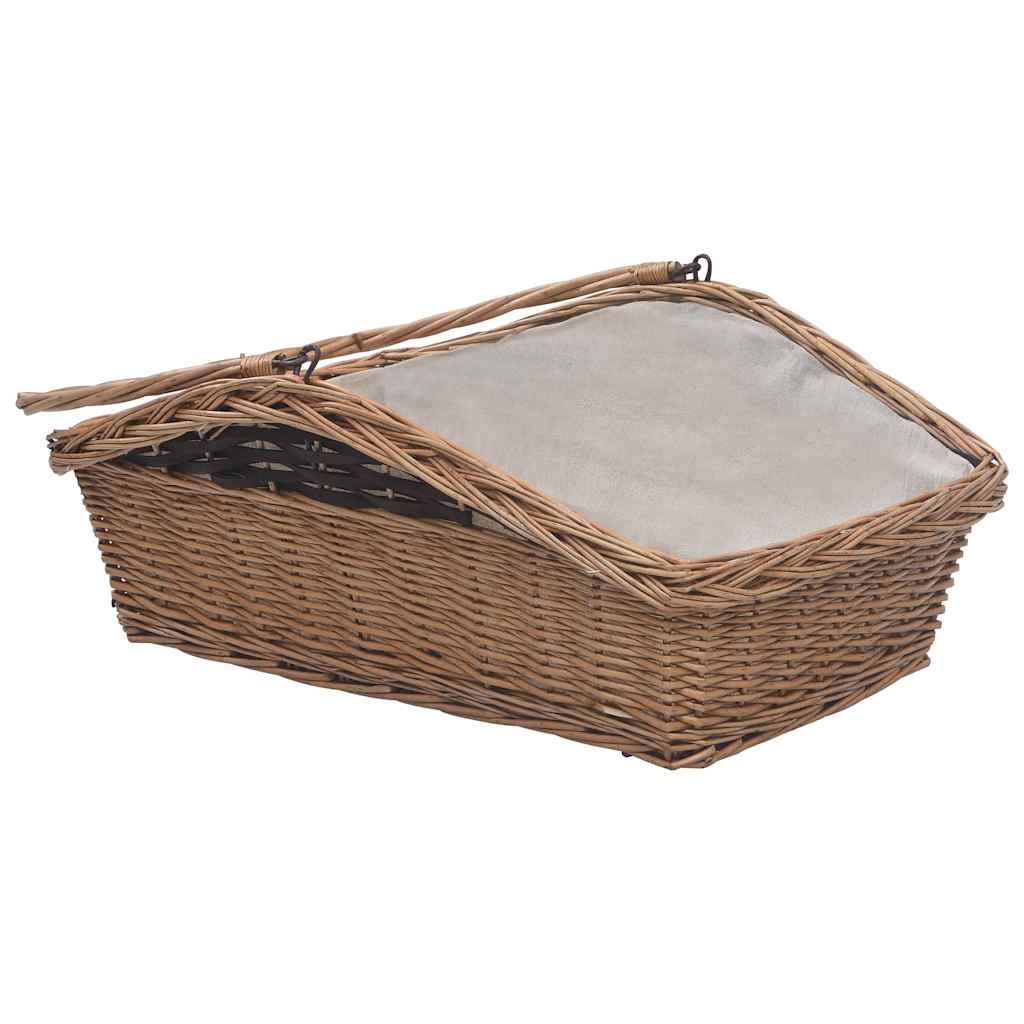 küttepuude korv käepidemega 61,5 x 46,5 x 58 cm pruun pajupuit – toote pilt 3