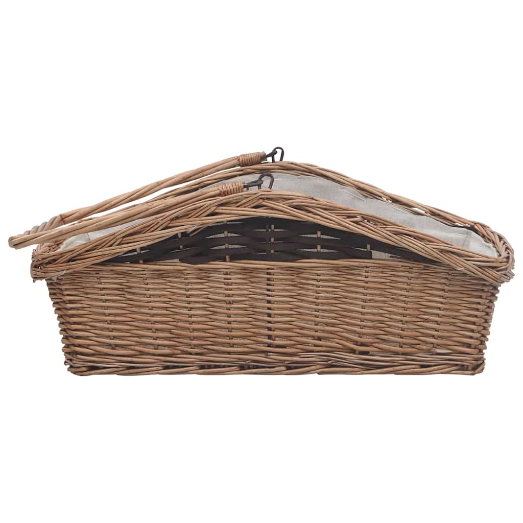 küttepuude korv käepidemega 61,5 x 46,5 x 58 cm pruun pajupuit – toote pilt 4