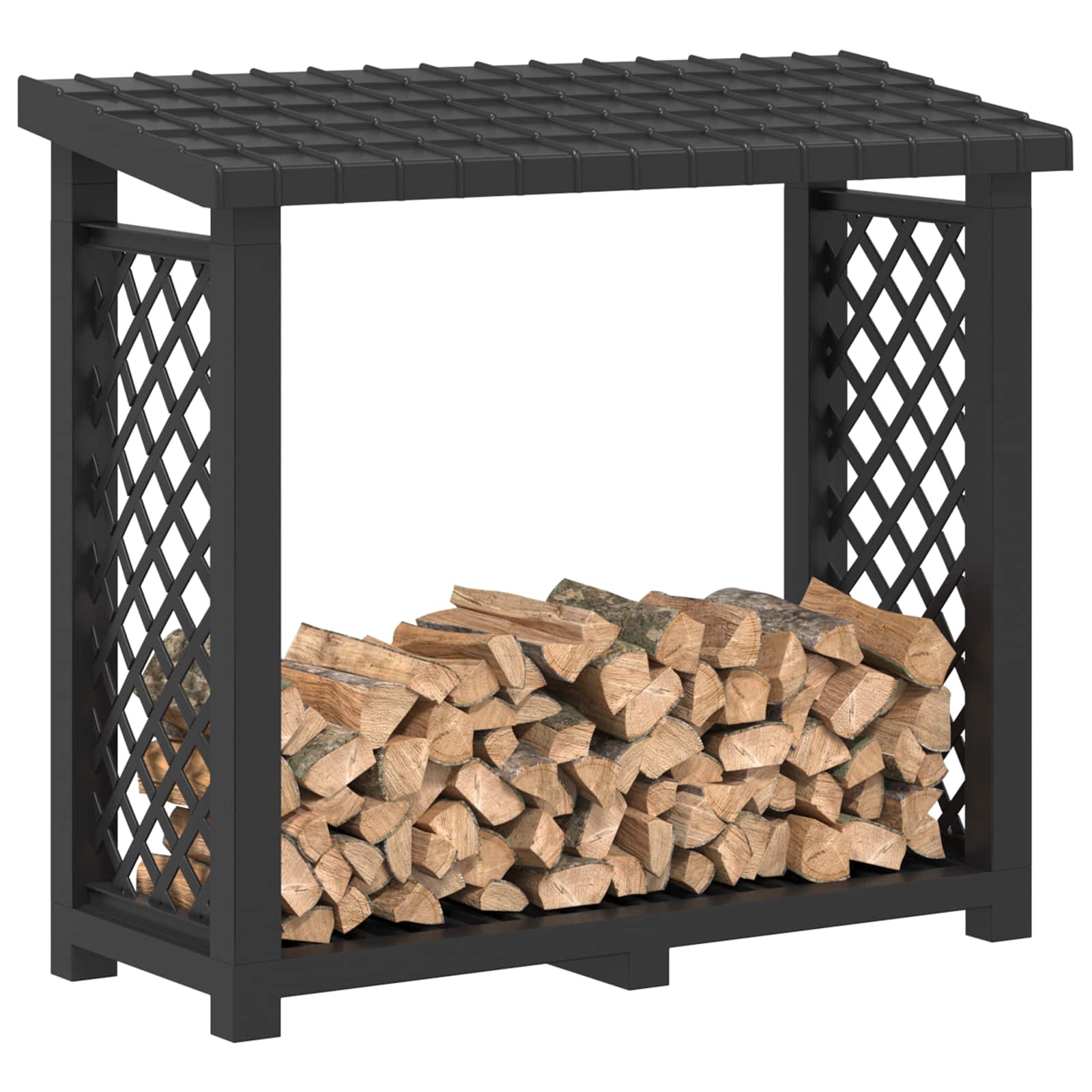 Küttepuude rack 114 x 46 x 101 cm PP Antratsiit – toote pilt 2