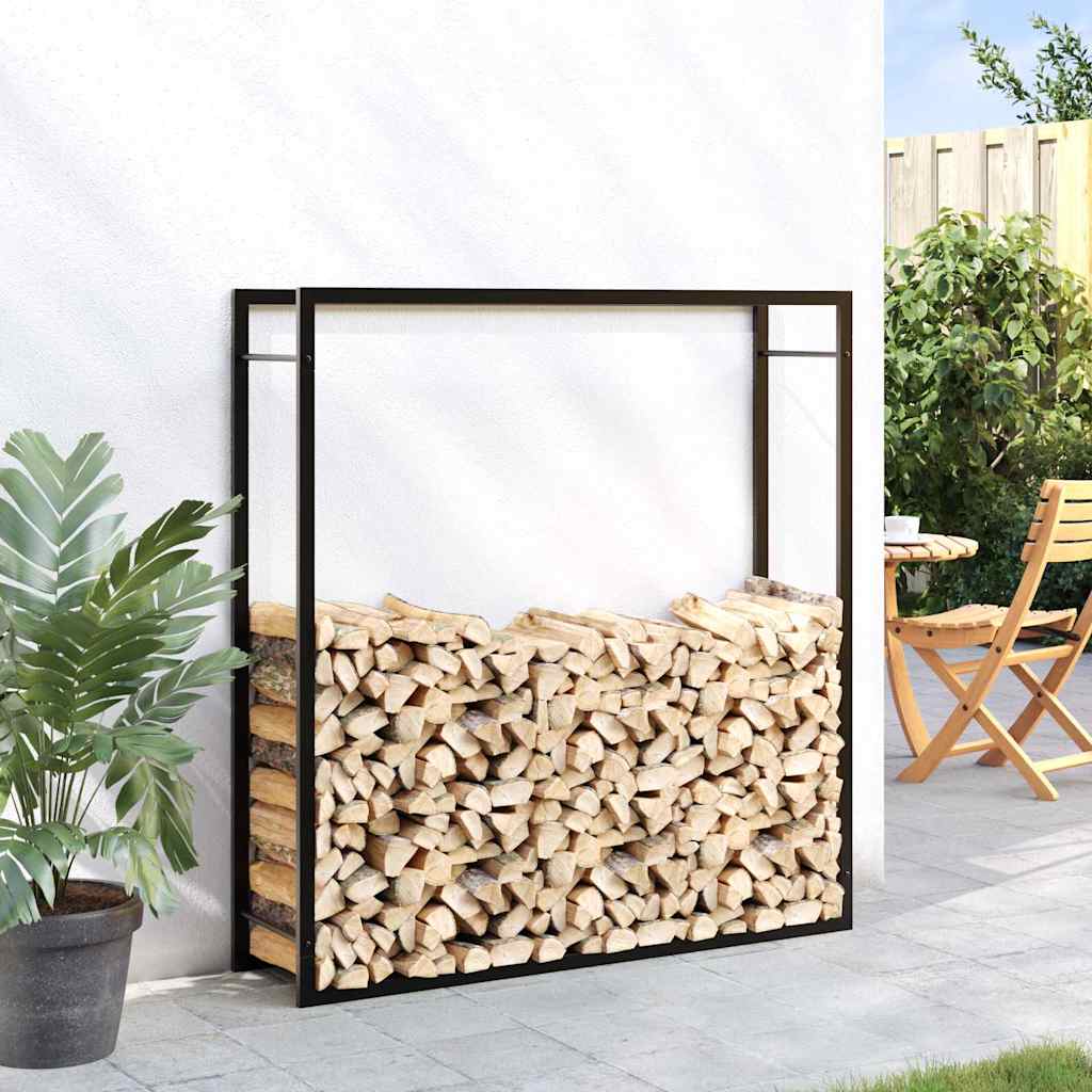 küttepuude rest, mattmust, 110x28x116 cm, teras – toote pilt 2